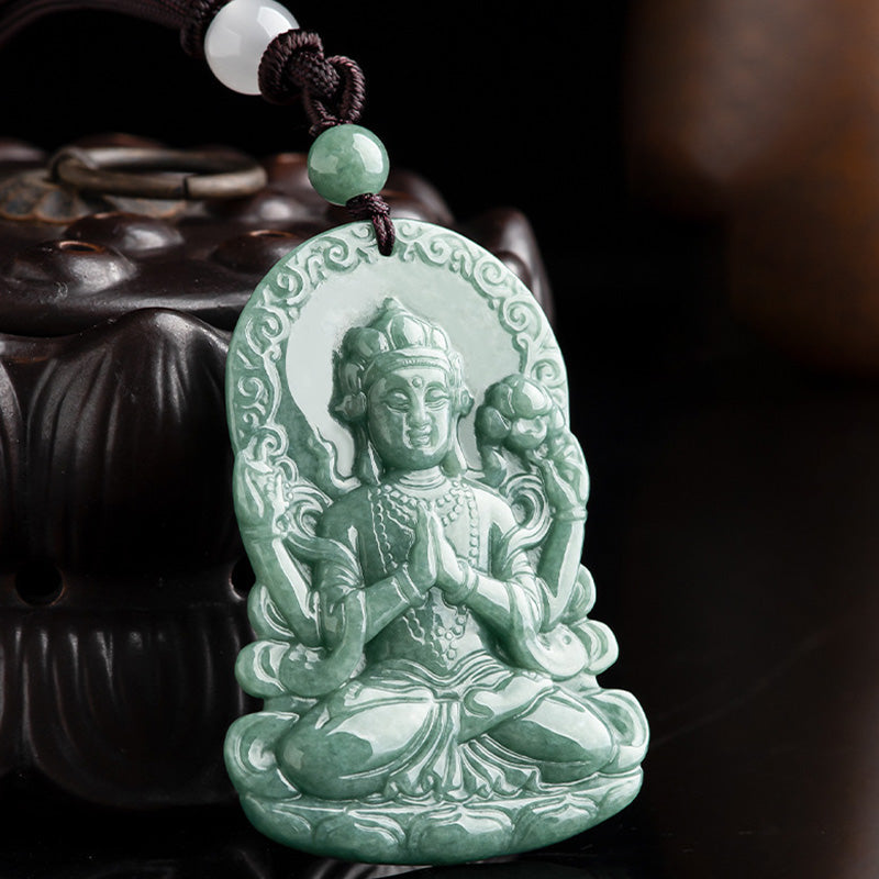 Kette grüne Jade Avalokitesvara Natur Segen