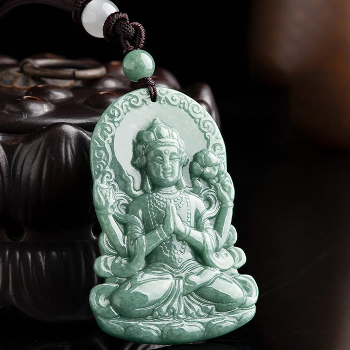 Kette grüne Jade Avalokitesvara Natur Segen