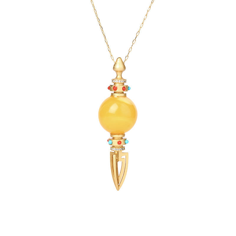 Bernstein Kette Vajra Gold Edelstein Spirituell