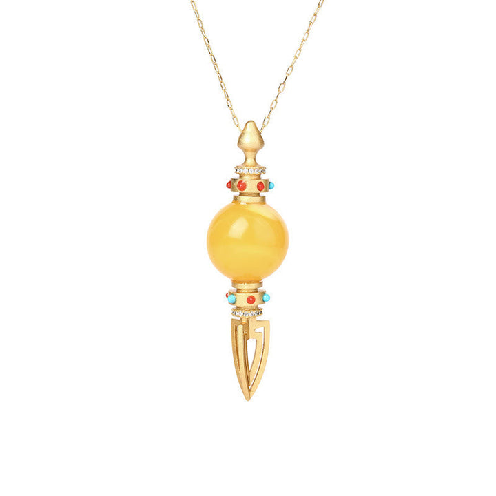 Bernstein Kette Vajra Gold Edelstein Spirituell