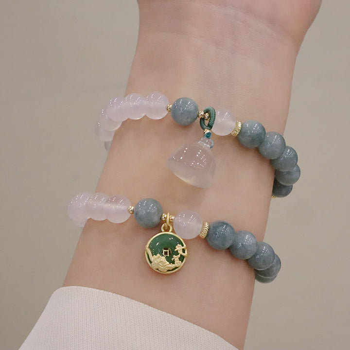 Achat Jade Lotus Armband Handgelenk Naturstein Perlen Schutz Frieden