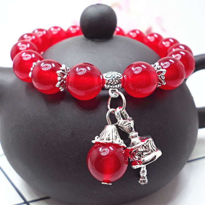 Rotes Kristall Armband Energie Perlen Silber Charms Schmuck elegant.