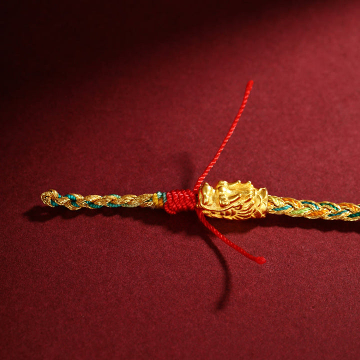 Armband Drachen – Erfolg mit goldenem Drachen Charm rot karminrot
