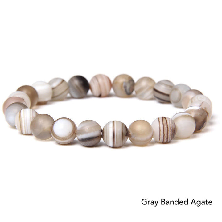 Armband Kristall Achat – Balance grau weiß gestreift Naturstein elastisch