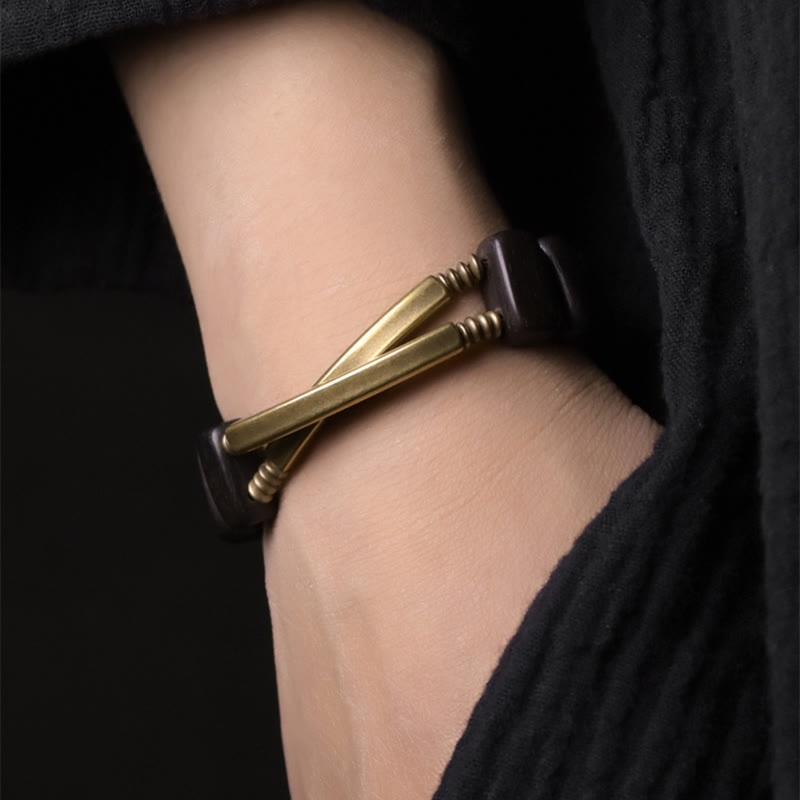 Armband Kupfer Ebenholz Balance Energie Handgelenk eleganter Look schwarz gold