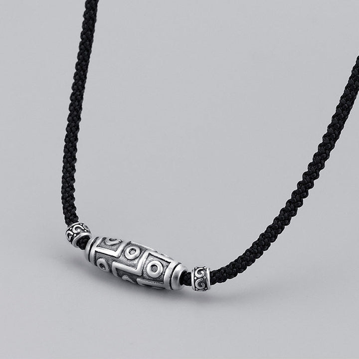 Kette 999er Silber Dzi-Auge Sterlingsilber Schutz schwarze Kordel
