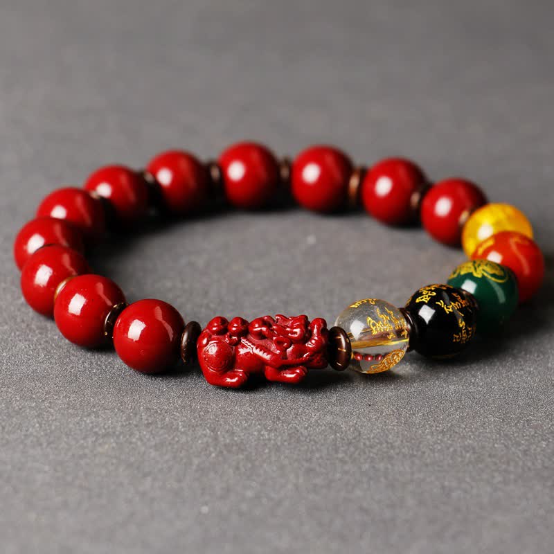 Armband Zinnober Pixiu – Wohlstand & Segen rotes Perlenarmband mit Pixiu Charm