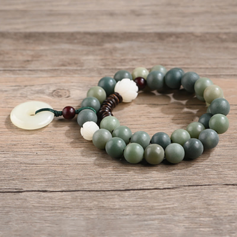 Bodhi Jade Lotus Armband Frieden grüne Perlen elastisch Naturstein