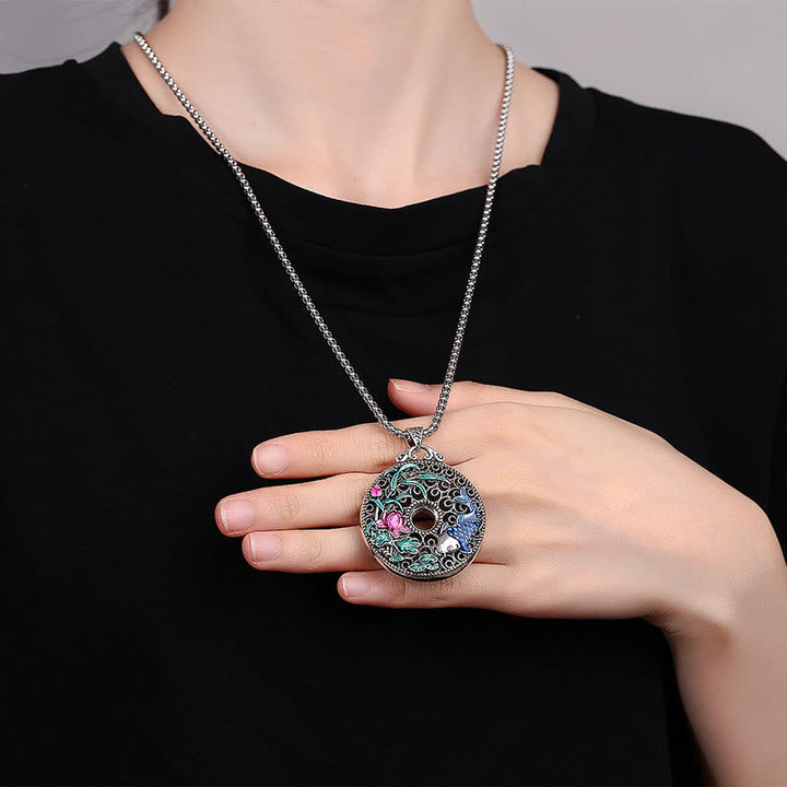 Kette Stein Anhänger Lotus Blume Glück