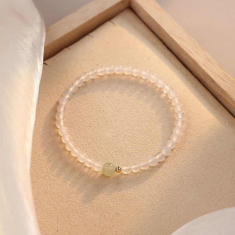 Armband Achat Jade – Schutz & Glück zartes Rosenquarz elastisch mit Jadebead