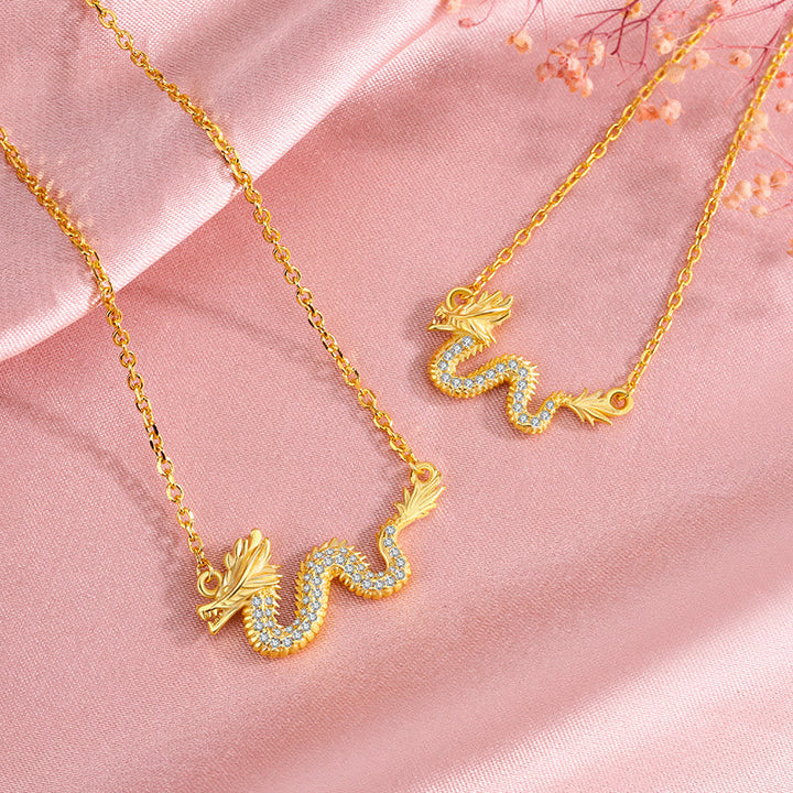 Kette 925er Silber Drachen Jahr Glück gold Zirkonia