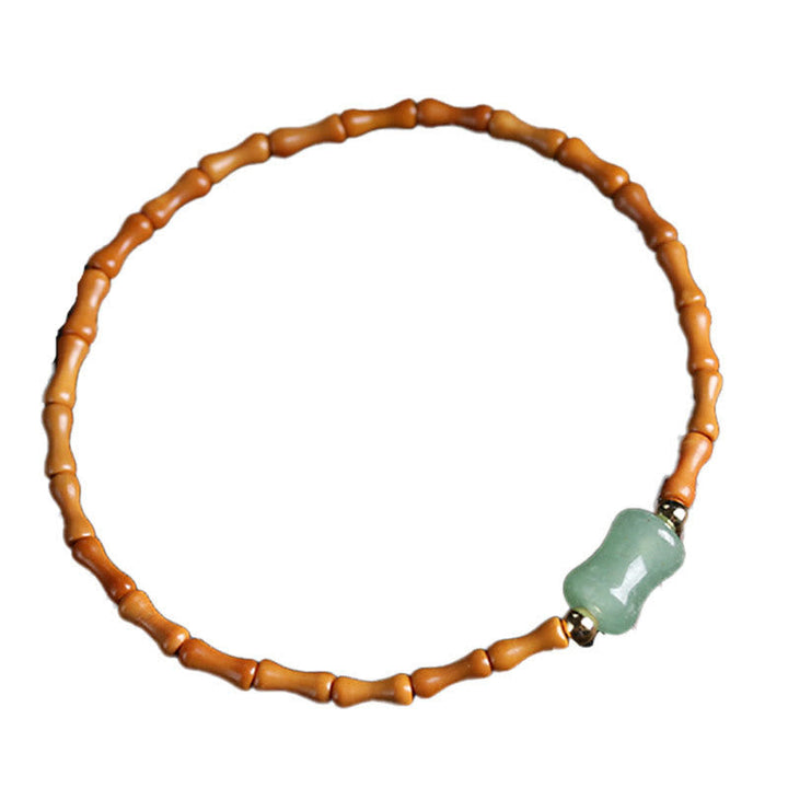 Armband Grüner Aventurin Bambus – Glück mit braunen Perlen elastisch