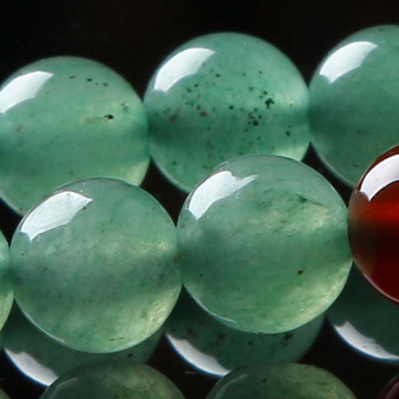 Mala Grüner Aventurin Roter Achat glänzende Perlen Naturstein Armband