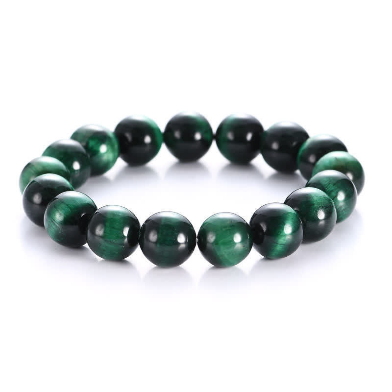 Armband Tigerauge – Stärke grüne schwarze Kugeln Naturstein elastisch
