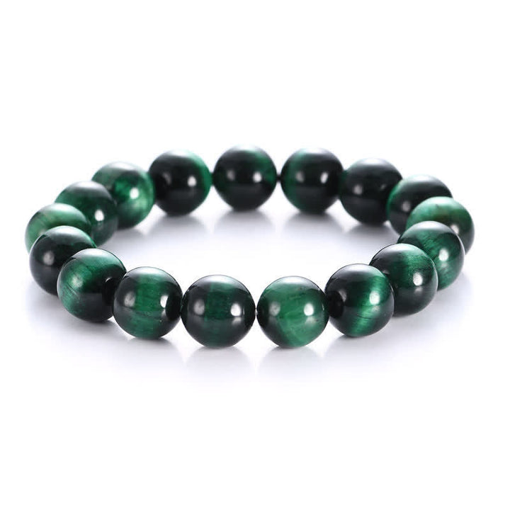 Armband Tigerauge – Stärke grüne schwarze Kugeln Naturstein elastisch