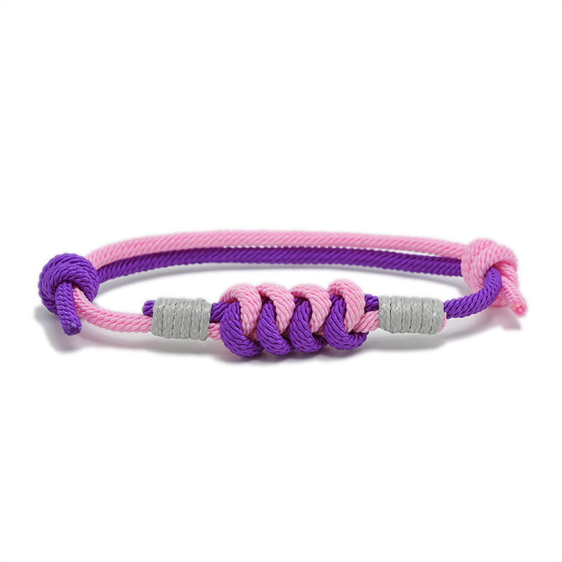 Armband Geflochten Knoten – Stärke in Rosa und Lila Farben elastisch