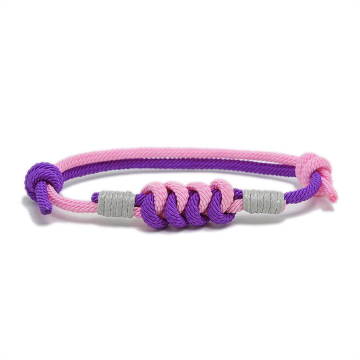 Armband Geflochten Knoten – Stärke in Rosa und Lila Farben elastisch