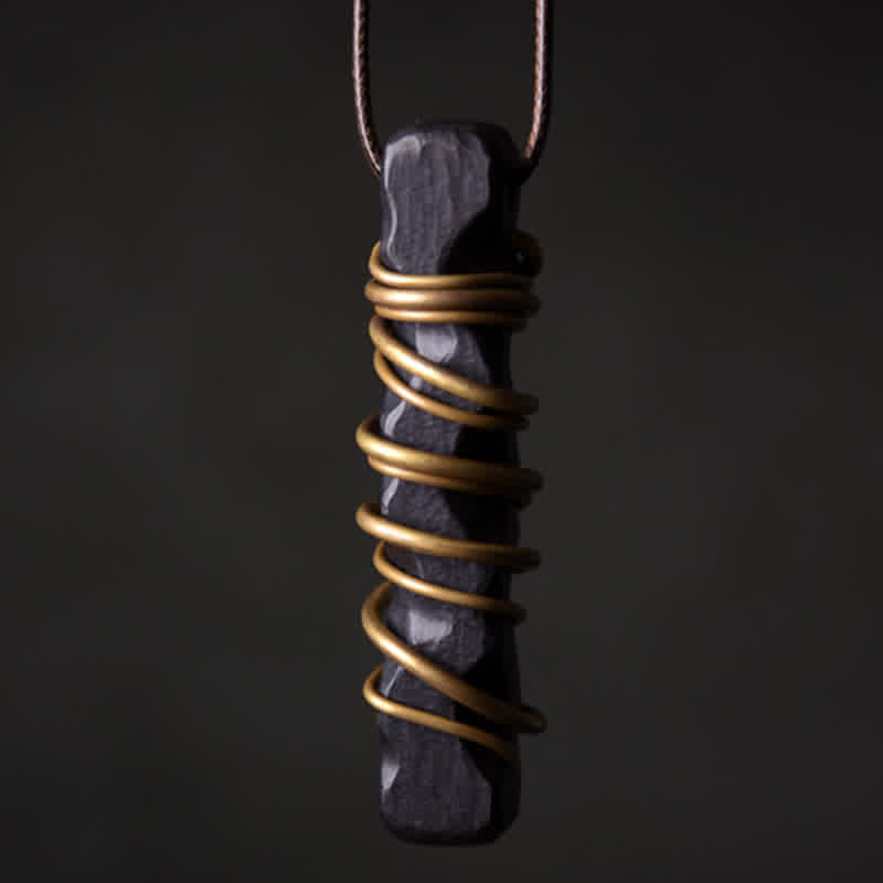 Kette Ebenholz Kupfer Buddha – Harmonie & Frieden – Echter Naturstein – Kette Ebenholz Kupfer Buddha Anhänger schwarzer Stein Harmonie