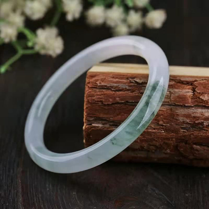 Jade Armband hellgrün weiß marmoriert Naturstein elastisch Harmonie