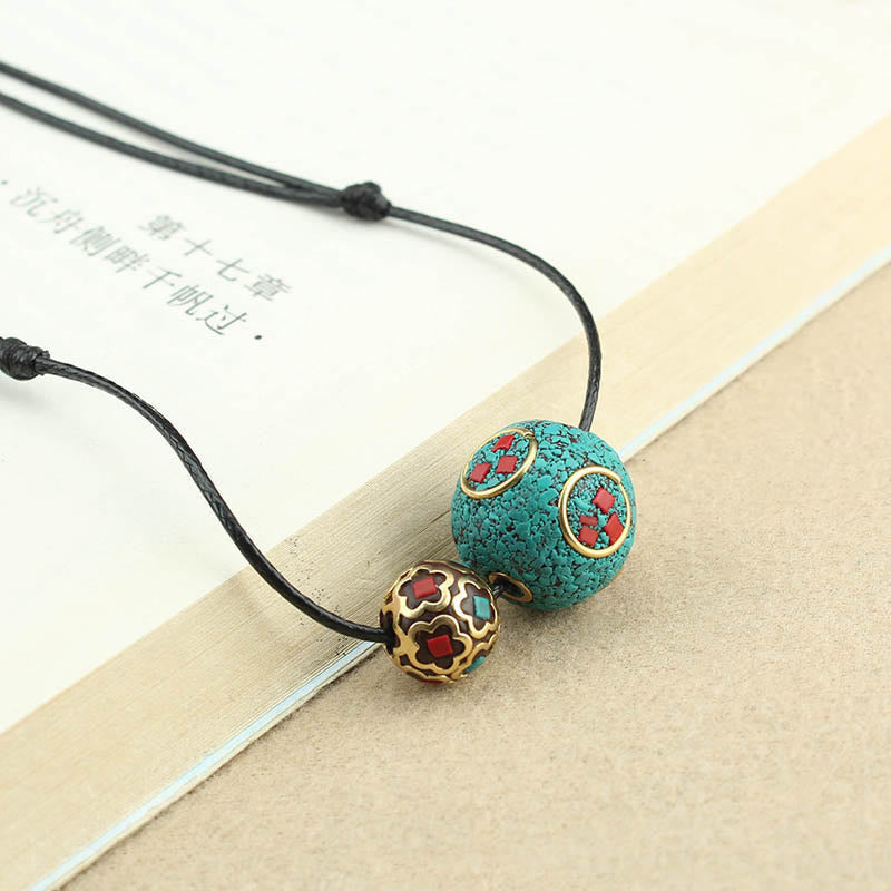 Türkis Kette Doppelperle Tibet Schutz Harmonie