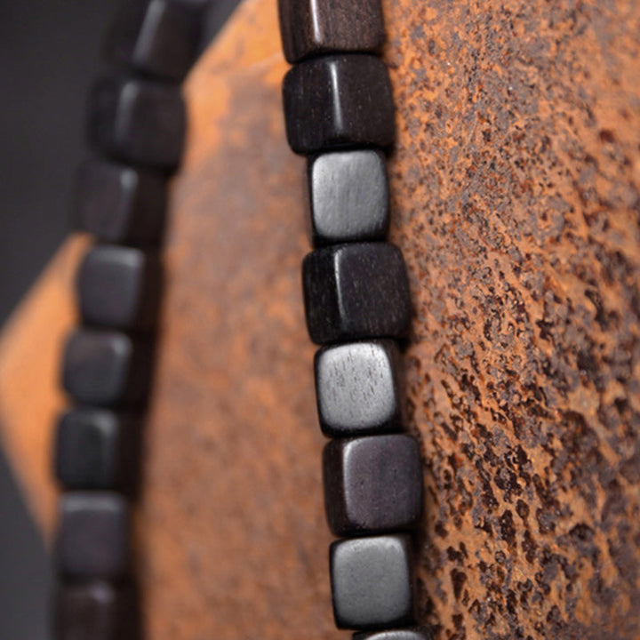 Armband Kupfer Ebenholz Paar schwarze und graue Perlen elastisch