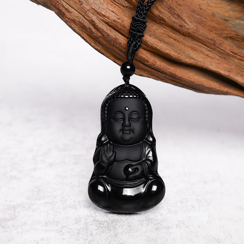 Schwarzer Obsidian Buddha – Stärke & Schutz – Bild 4 – Schwarzer Obsidian Buddha Anhänger mit Kordel – Schutzstein Schmuck