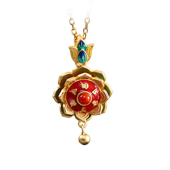 Kette Lotus Blüte Roter Achat