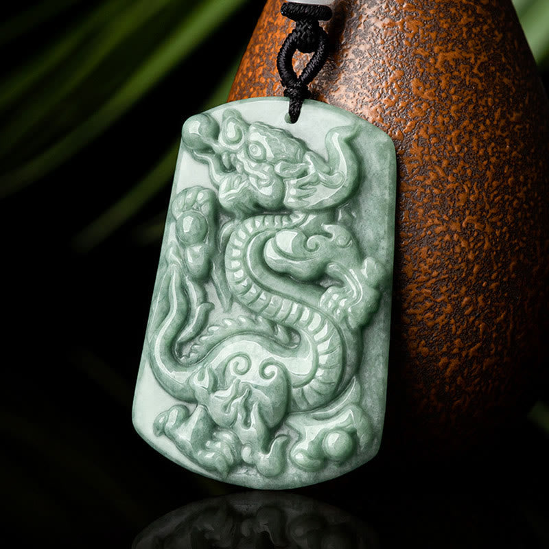 Kette Jade Drachen Amulett Tierkreis Erfolg grün