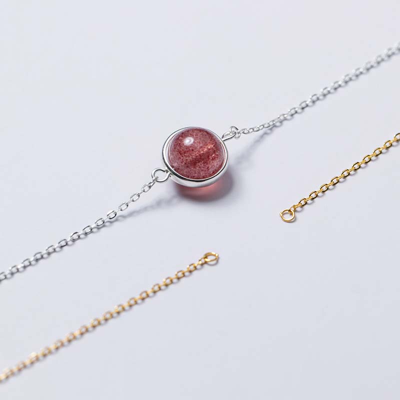 Rosenquarz Armband 925 Silber mit glitzerndem rosa Stein Kettchen