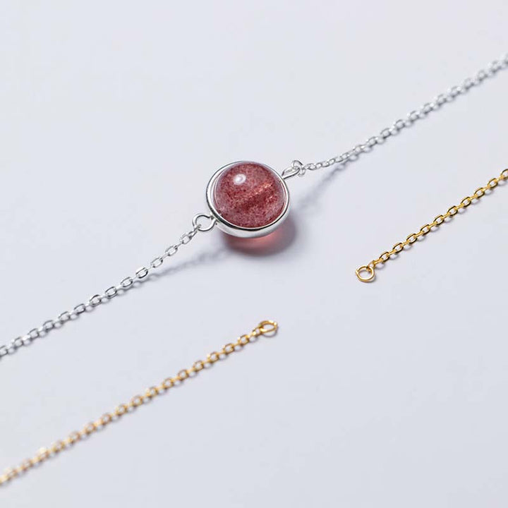 Rosenquarz Armband 925 Silber mit glitzerndem rosa Stein Kettchen