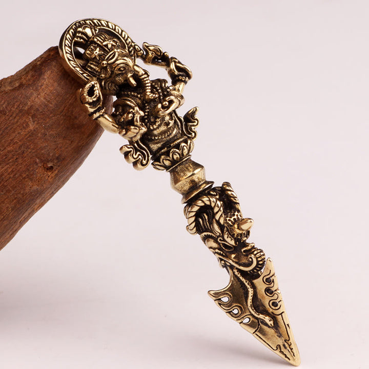 Kette Tibetsteine Ganesha Vajra Wohlstand Bronze Phurba