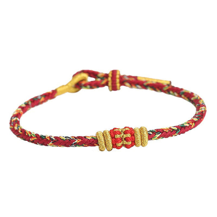 Armband bunt geflochten Knoten Glück rotes gelbes Seidenarmband