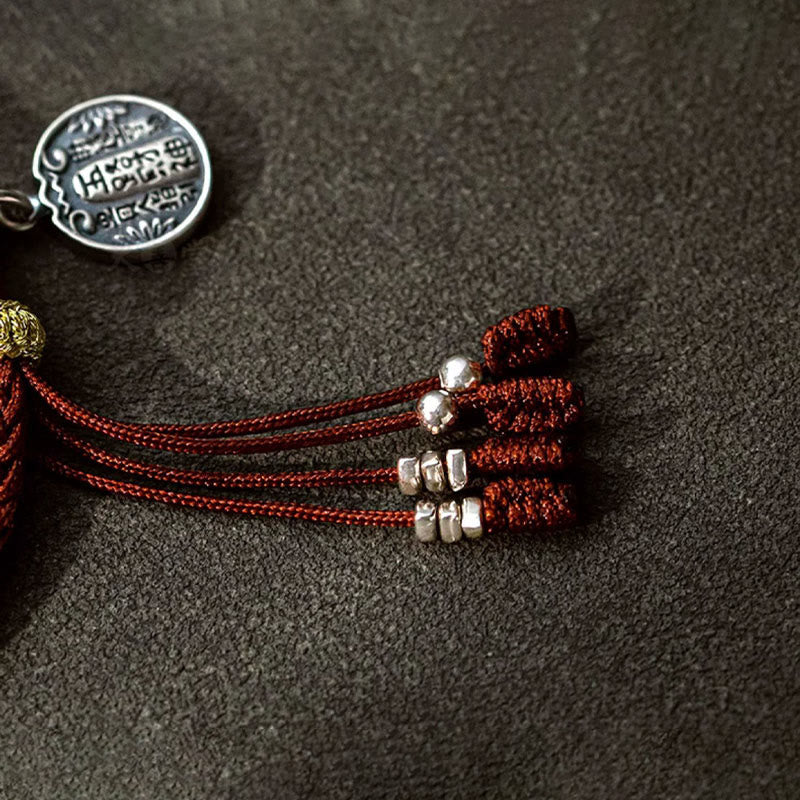 Rotes Armband 925 Silber mit Schutzanhänger und Perlen elastisch