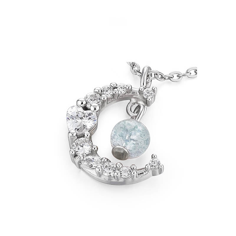 Kette Erdbeerquarz Blauer Kristall Heilung Mond Silber