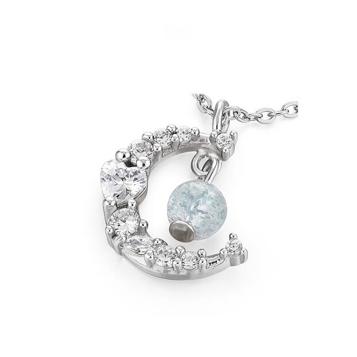 Kette Erdbeerquarz Blauer Kristall Heilung Mond Silber
