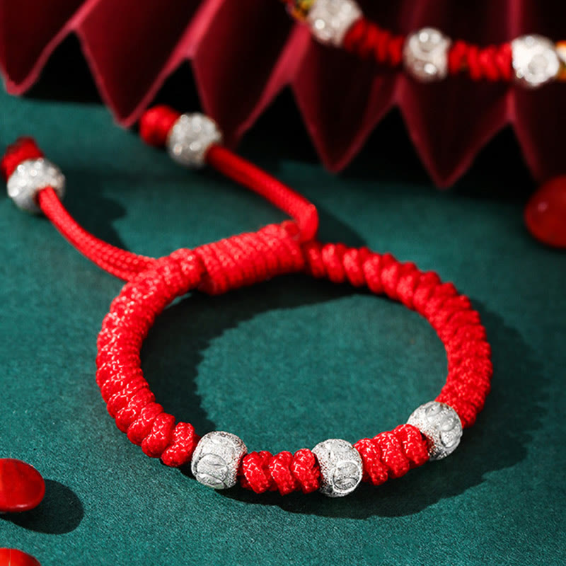 Rotes Armband 925 Silber – Stärke mit silbernen Perlen elastisch