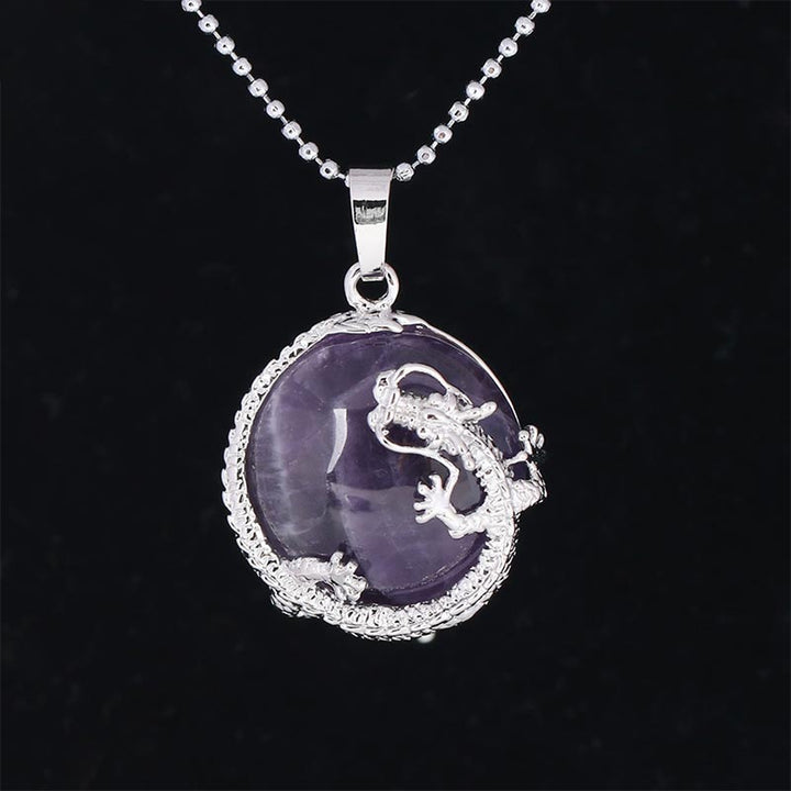 Amethyst Kette mit Drachen Anhänger Silber Naturstein Halskette