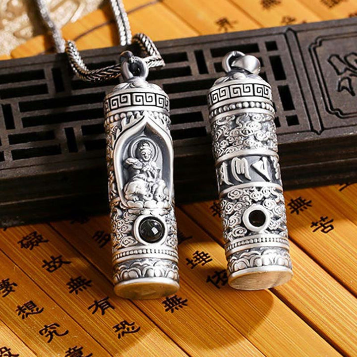 Kette Kristall Tierkreis-Buddha Wohlstand Silber Anhänger