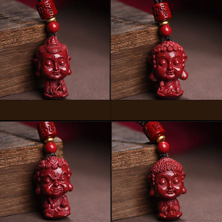 Zinnober Kette Buddha Anhänger rot Edelstein