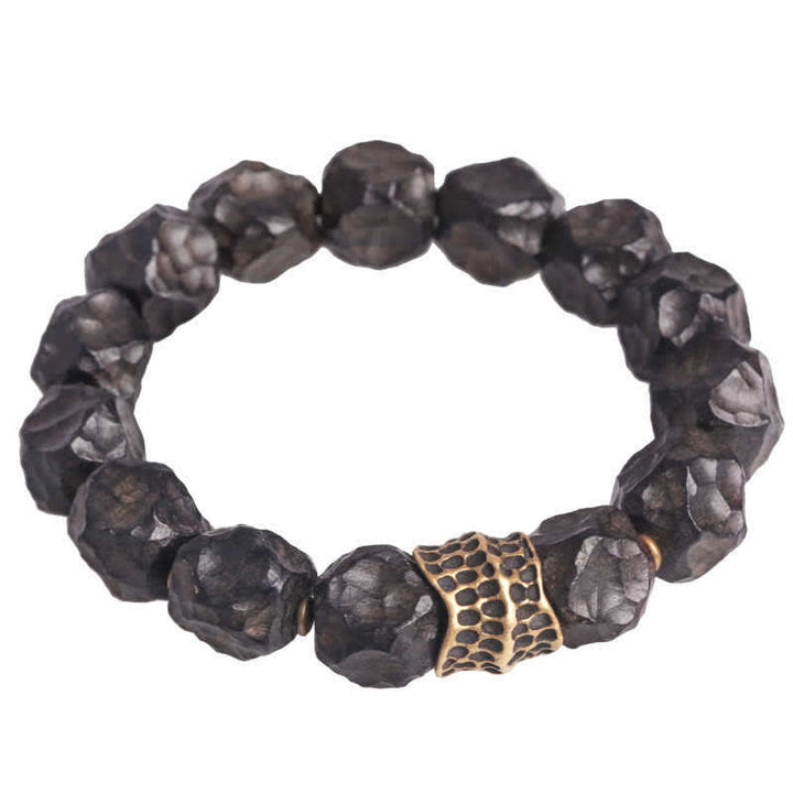 Armband Kupfer Ebenholz Paar schwarze Perlen elastisch Naturstein elegant