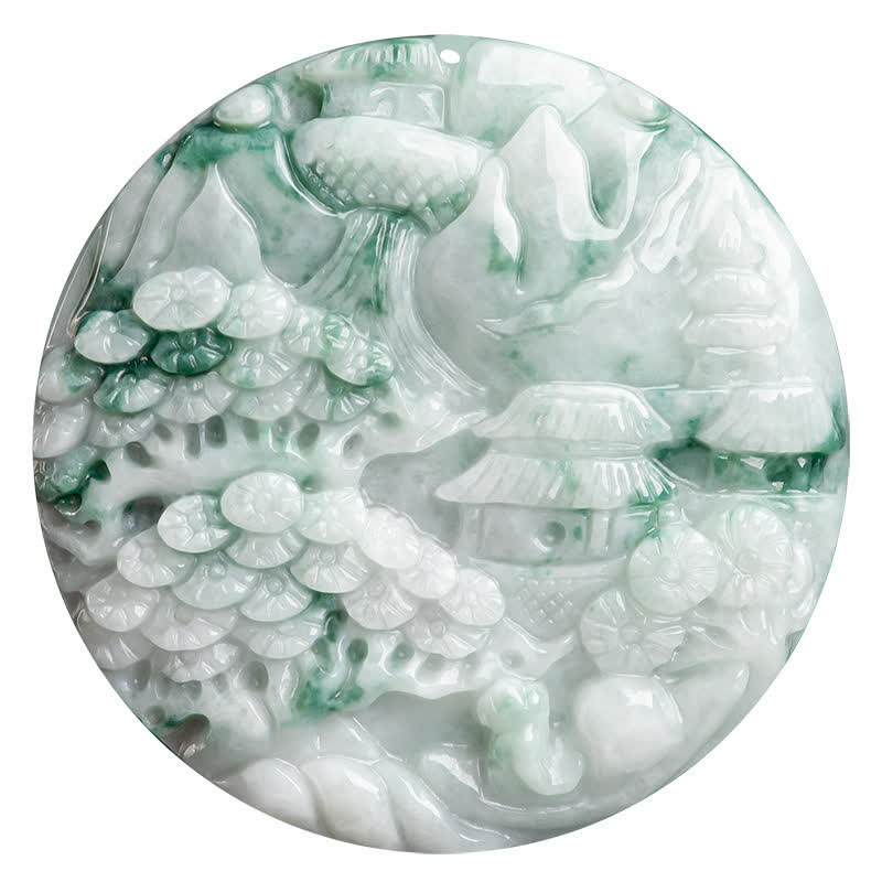 Jade Anhänger grün Berglandschaft asiatisch