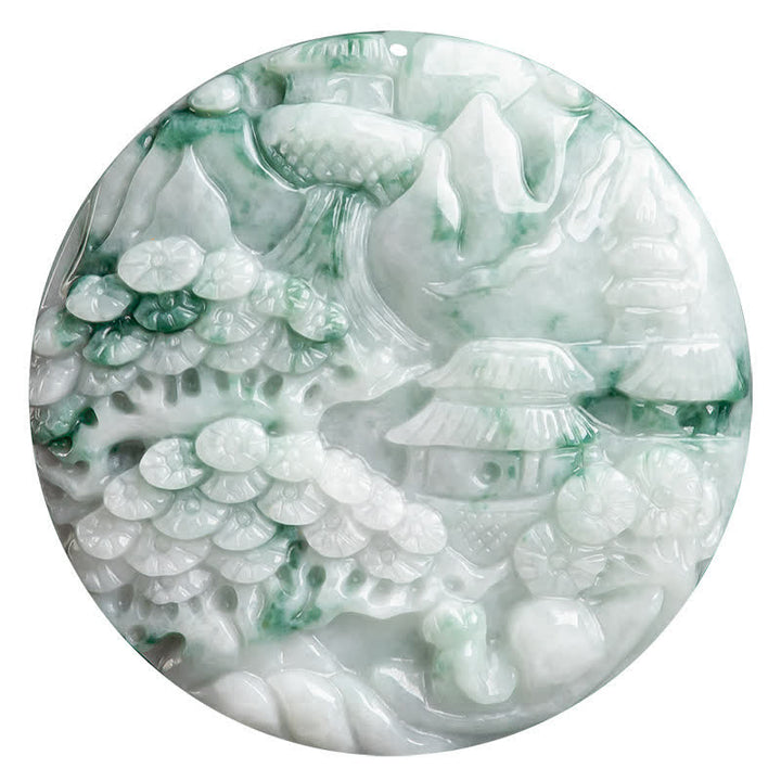 Jade Anhänger grün Berglandschaft asiatisch