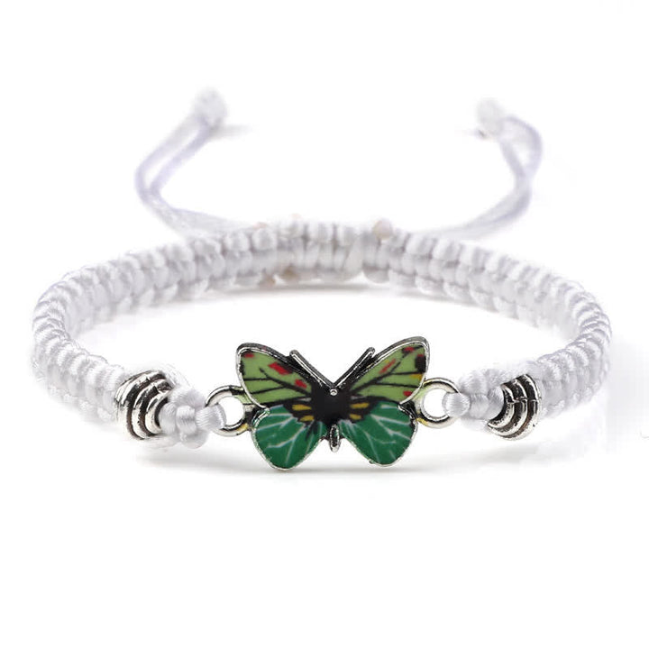 Armband Schmetterling – Liebe grüner Schmetterling weißes Makramee elastisch