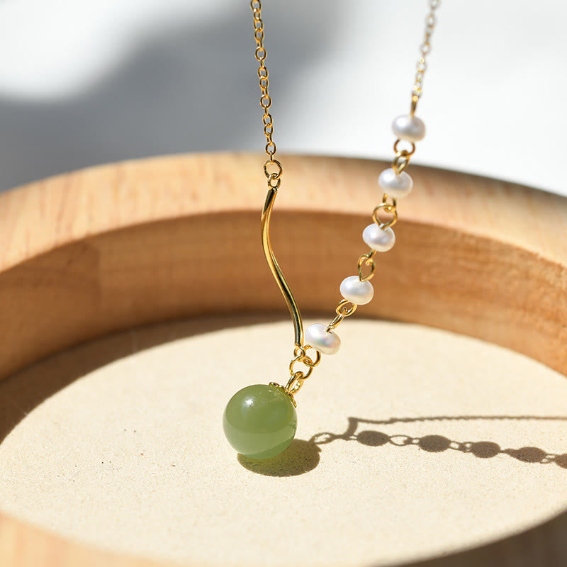 Kette Jade Perle Hetian Glück Natur