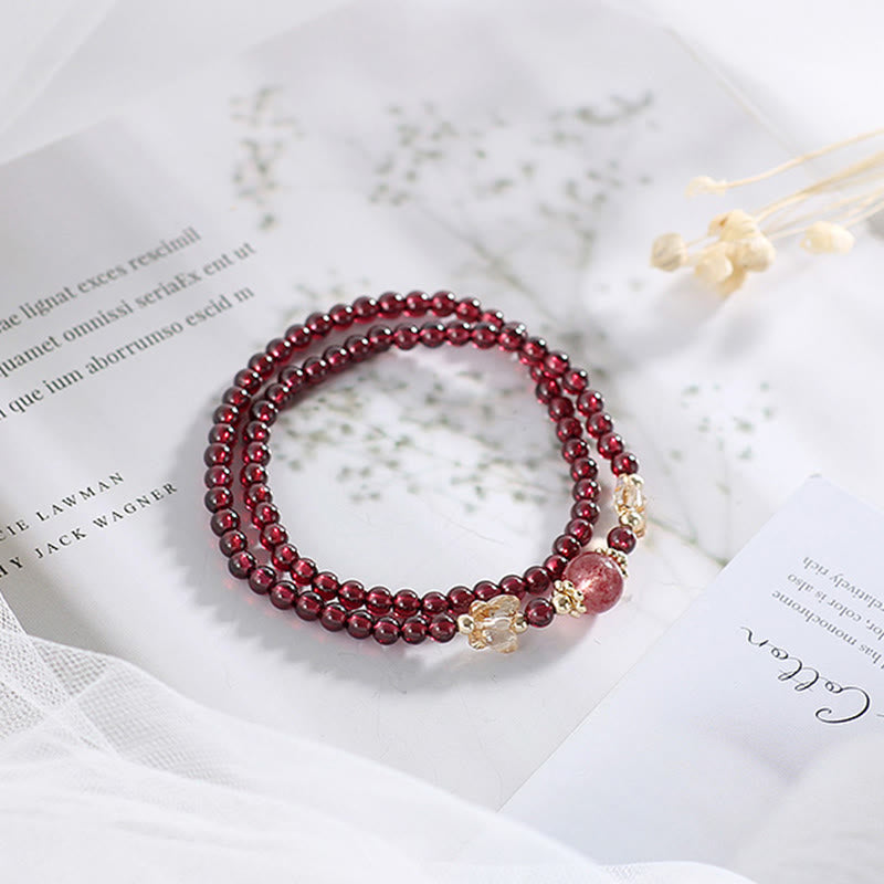 Armband Erdbeerquarz Granat Schmetterling – Schutz