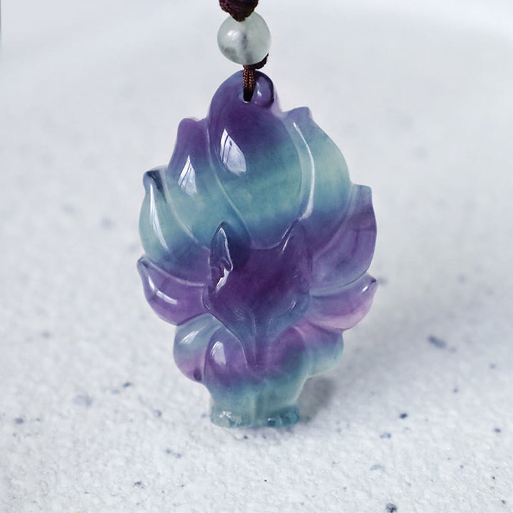 Fluorit Anhänger Kette lila grün Edelstein Schutz Harmonie Naturstein