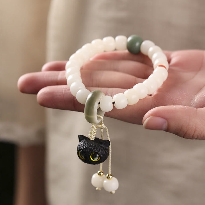 Armband Bodhi Katze – Liebe & Frieden mit schwarzem Katzenkopf Anhänger