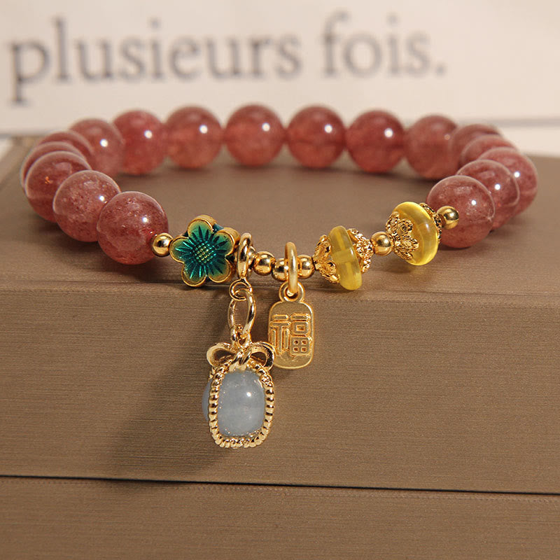 Armband Erdbeerquarz Aquamarin – Liebe & Glück | Zen Spirit