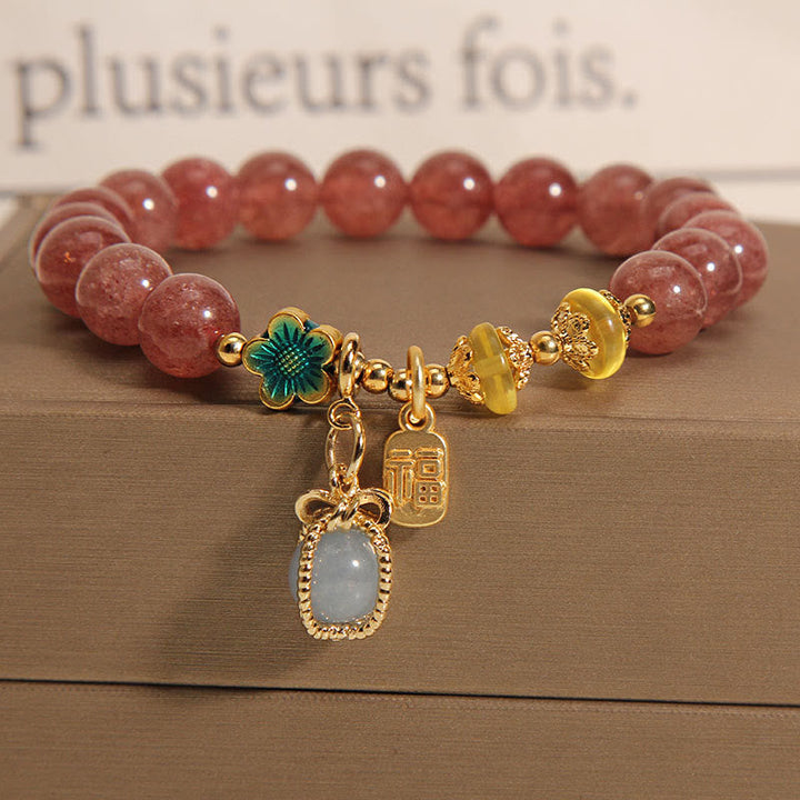 Armband Erdbeerquarz Aquamarin – Liebe & Glück | Zen Spirit