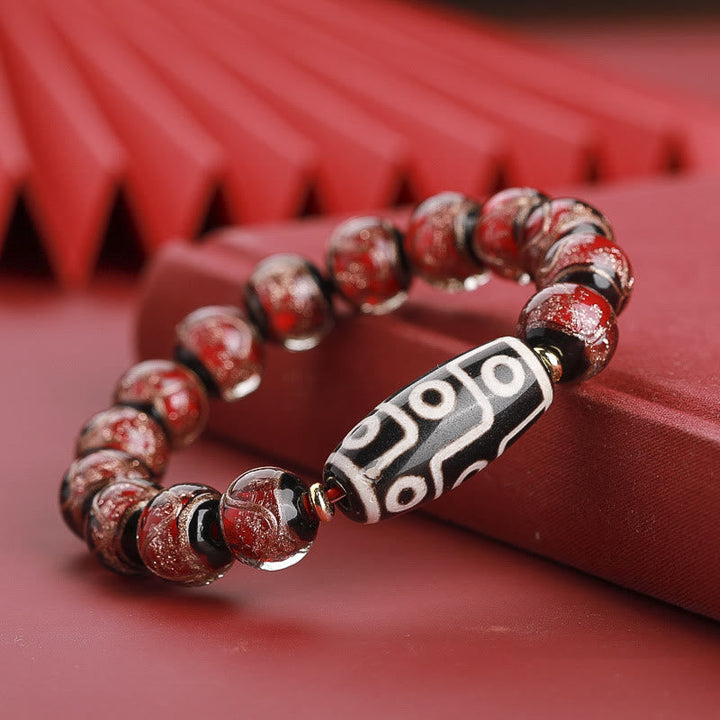 Rotes Armband – Wohlstand Balance mit Perlen und Tibetan-Auge Perle